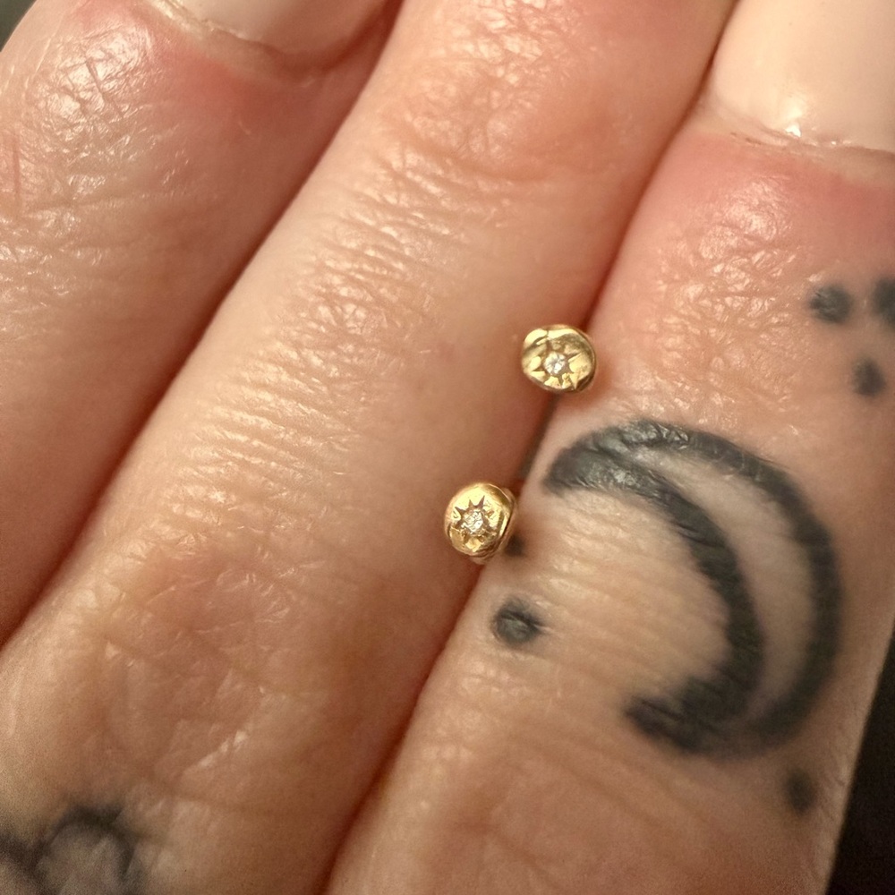 Solid 14k Celestial Diamond Flatbacks